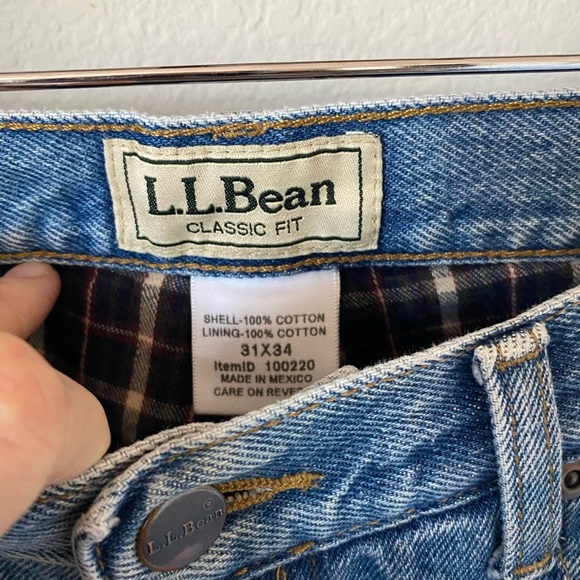 Vintage L.L. Bean Flannel Lined Jeans 31x34 Men’s Denim Plaid Flannel Lined - Picture 2 of 6
